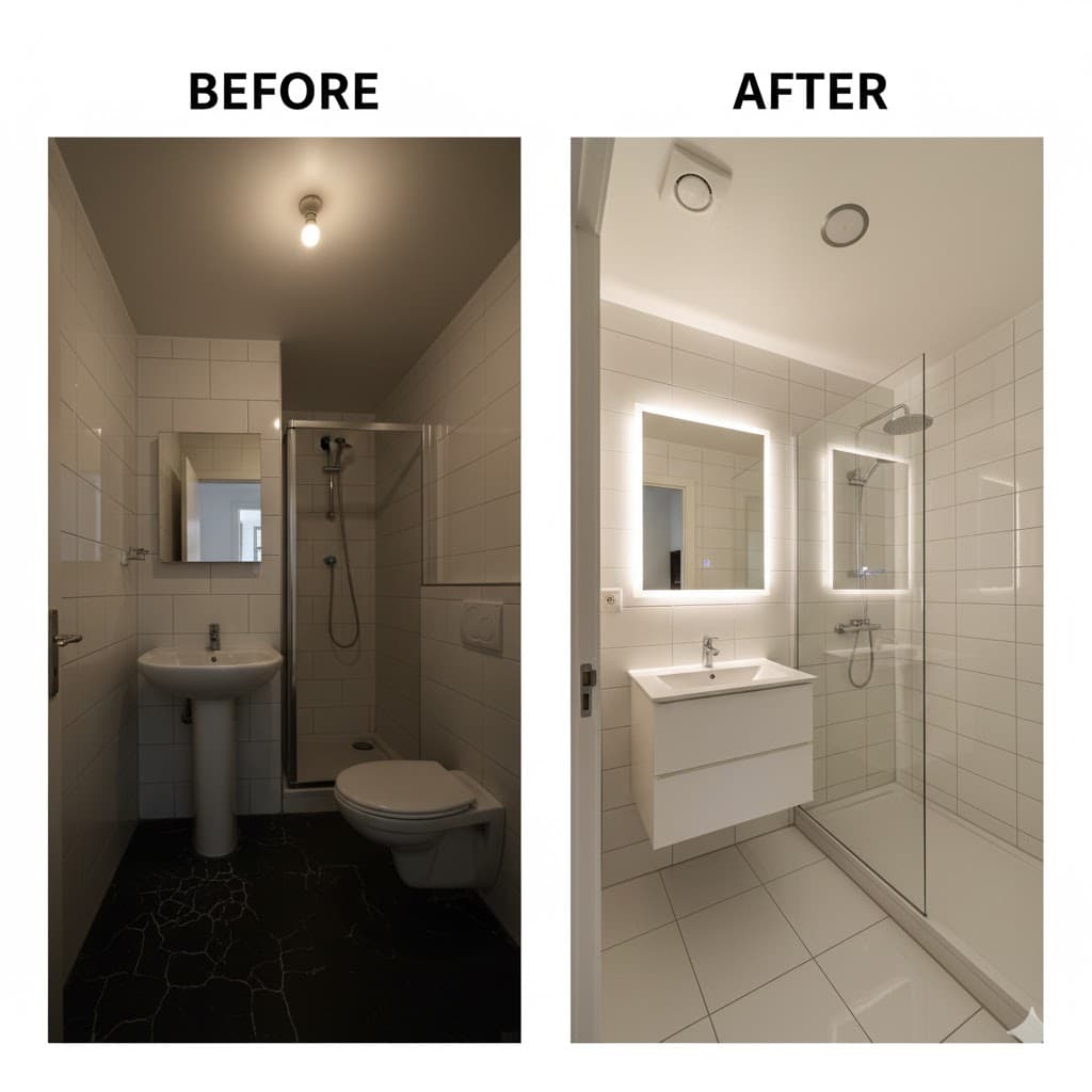 Compact Bathroom Renovation - Cómpeta - Small bathroom maximized for space efficiency by English builder in Axarquía