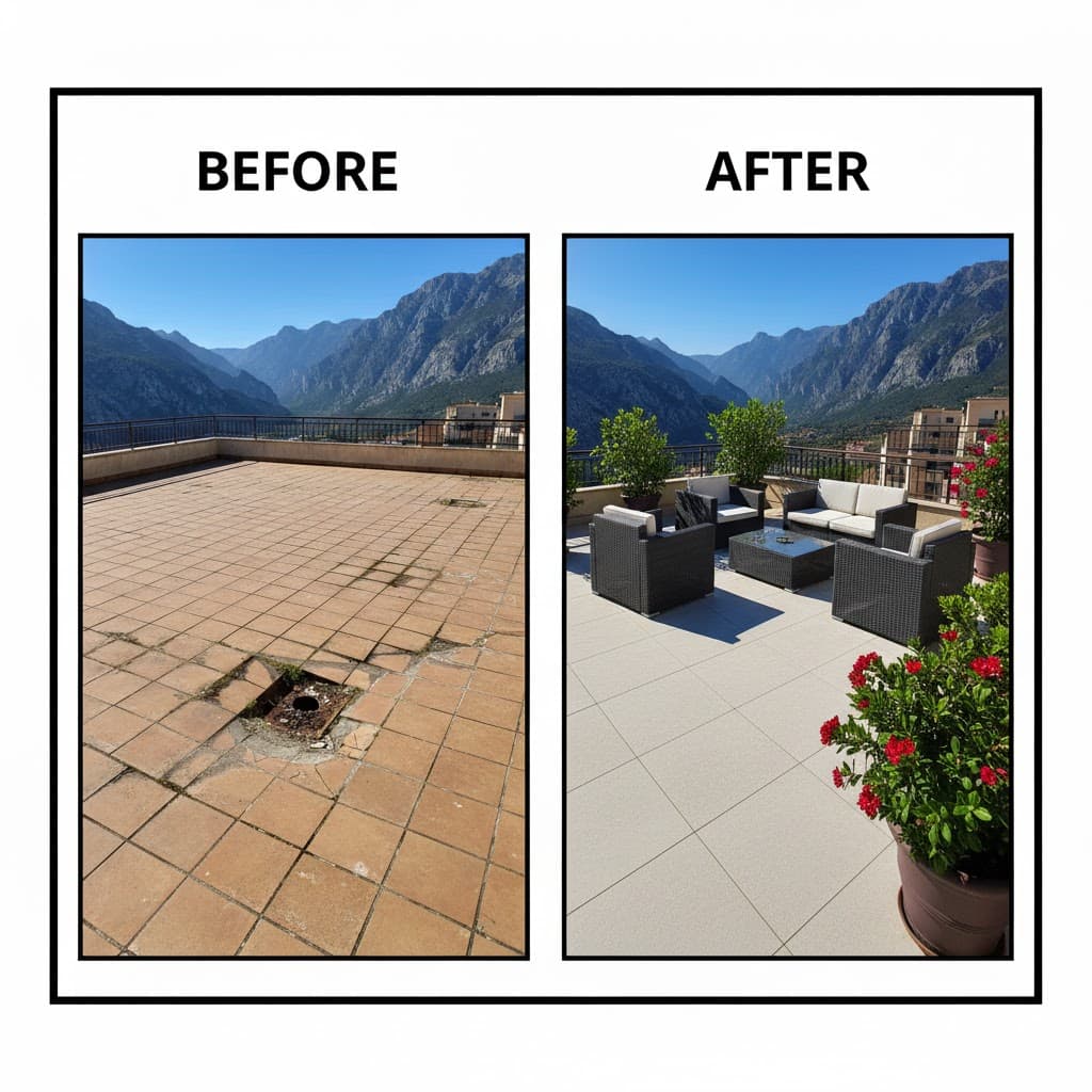 Terrace Tiling - Nerja Terrace Tiling - Nerja - Large terrace with spectacular views by English builder in Axarquía